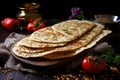 Soft Armenian bread lavash. Generate Ai