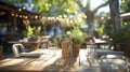 The Soft, Artistic Blur of an Outdoor Restaurant Setting Unfolds