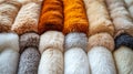 Soft assorted fur textures in various natural colors arranged in neat rows Royalty Free Stock Photo