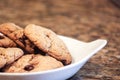 Soft Baked Chocolate Chip Cookies On A White Platter Royalty Free Stock Photo