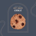 Soft baked cookie, hand draw water color vector