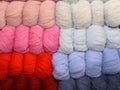 Soft balls of colored wool to create handmade sweaters Royalty Free Stock Photo