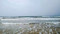 Soft beautiful ocean wave on a sandy beach. Background Royalty Free Stock Photo