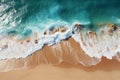 Soft beautiful ocean wave on sandy beach Background top view