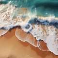Soft beautiful ocean wave on sandy beach Background top view
