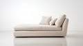 Soft Beige Chaise With Pillow In The Style Of Russell Dongjun Lu Royalty Free Stock Photo