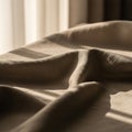 Soft, beige fabric drapes over a Royalty Free Stock Photo