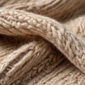Soft Beige Knitted Wool Fabric Texture in Cozy Pattern (AI) Royalty Free Stock Photo