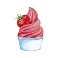 Soft berry ice cream in a Cup. Vector illustration on white background. delicious dessert