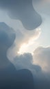 Abstract Overlay of Soft Blue Shapes on a Dramatic Sky with Sun Breaking Through Clouds image photo Royalty Free Stock Photo