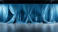 soft blue curtain background of the stage theater,