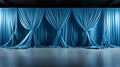 soft blue curtain background of the stage theater,