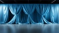 soft blue curtain background of the stage theater,