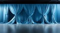 soft blue curtain background of the stage theater,