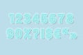 Soft blue neon numbers and special characters lights off. Vector illustration Royalty Free Stock Photo
