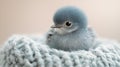 Soft blue and silver feathers highlight baby thunderbird perched gracefully. Tiny sparks of lightning emanate from its Royalty Free Stock Photo