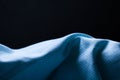 Soft blue sleep sheet bedding as romantic sad bedroom background Royalty Free Stock Photo