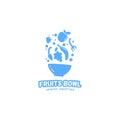 Soft blue smoothies fruits bowl playful logo