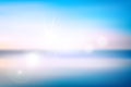 Soft blue and white color vector abstract background for webdesign, poster, banner. Horizon with ocean, sky, sun shine and flares Royalty Free Stock Photo