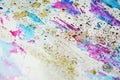 Watercolor paint blur vivid waxy colorful shapes and sparkling lights, abstract background Royalty Free Stock Photo