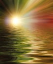 Soft and blurred colorful surface of water rippled reflection an Royalty Free Stock Photo