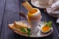 Soft-boiled egg and toasts Royalty Free Stock Photo