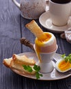 Soft-boiled egg and toasts Royalty Free Stock Photo