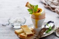 Soft-boiled egg and toasts Royalty Free Stock Photo