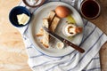Soft boiled eggs with Buttered toast Soldiers are a classic English breakfast. Served with butter and cup of coffee