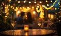 Soft bokeh lights creating a romantic ambiance in an intimate outdoor setting Royalty Free Stock Photo