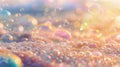 Soft bubbles float lazily through the blurred landscape with hints of glittering treasures adorning the sandy seabed Royalty Free Stock Photo