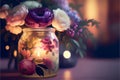 Soft candlelight with gorgeous colours and bright vibrant flowers
