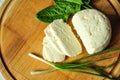 Soft cheese with greens