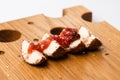 Soft cheese labne with jam, close up Royalty Free Stock Photo