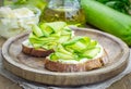 Soft cheese and zucchini bruschetta Royalty Free Stock Photo