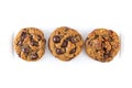 Soft Chewy Chocolate Chip with Chocolate Chip Walnut Cookies on white plate Royalty Free Stock Photo