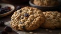 A soft and chewy oatmeal raisin cookie with a hint of cinnamon created with Generative AI