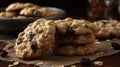 A soft and chewy oatmeal raisin cookie with a hint of cinnamon created with Generative AI