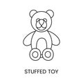 Soft children's toy bear line icon in vector, illustration stuffed toys for kids online store.