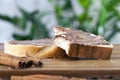 soft chocolate butter and white bread, sliced white bread Royalty Free Stock Photo