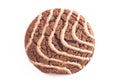 Soft Chocolate Fudge Cookie with Swirl Icing on a White Background Royalty Free Stock Photo
