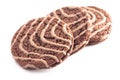 Soft Chocolate Fudge Cookie with Swirl Icing on a White Background Royalty Free Stock Photo