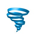 Soft classic blue color tornado from rings. Isolated illustration 3D