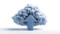 Soft clay cloud arrow icon with upward trajectory for data upload functions Royalty Free Stock Photo