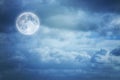 A soft cloud background with a blue pastel colors, moon and dreamy concept. Royalty Free Stock Photo