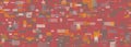 Soft color art painting seamless pattern with irregular geometric transparent rectangle shapes. Abstract trendy