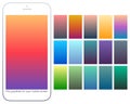 Soft color gradient backgrounds set. Modern screens for mobile app. Abstract colorful vector gradients for card, brochure, flyer Royalty Free Stock Photo