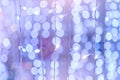 Soft colorful bokeh background. Luminous garlands of electric lights. Copy space to add text. Saturated colors. Blurry abstraction Royalty Free Stock Photo