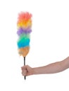 Soft colorful duster with plastic handle