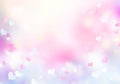 Soft colors pink violet blurred bokeh hearts background,valentine texture Royalty Free Stock Photo